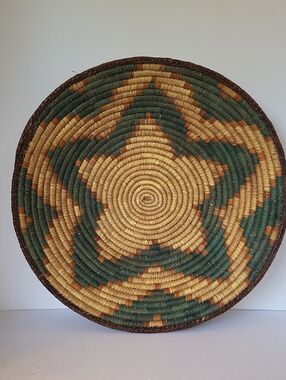 Handwoven Navajo Round Wedding Coil  Basket 15"